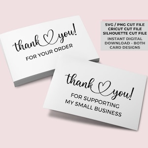 2 x Thank you card SVG /PNG, thank you for supporting my small business PNG, business card text digital download, thank you digital download