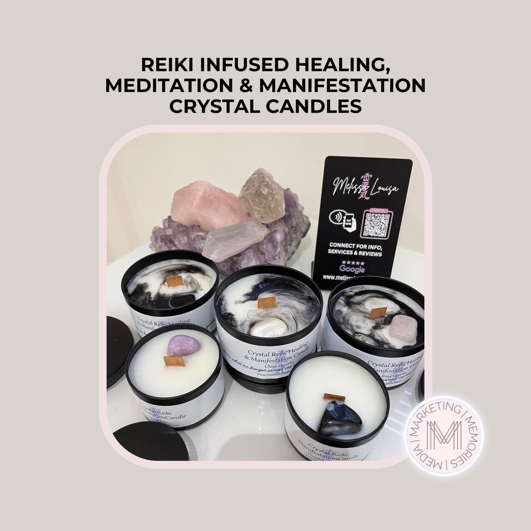Reiki Master Infused Healing Meditation & Manifestation Crystal Candles ...