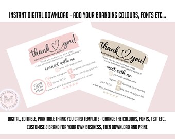 A7 Sized Thank you card, thank you for supporting my small business, thank you for your order business cards, card to say thanks