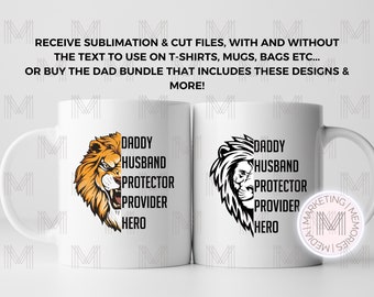 Daddy Husband Protector Provider Hero, Dad definition, sublimation, your own text, father's day meaning, step dad cut files and sublimation