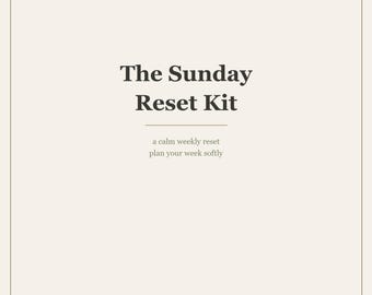 Sunday Reset Kit Printable | Weekly Planner, Brain Dump, Habit Tracker & Meal Plan | Undated Self-Care Planner | Instant Download PDF