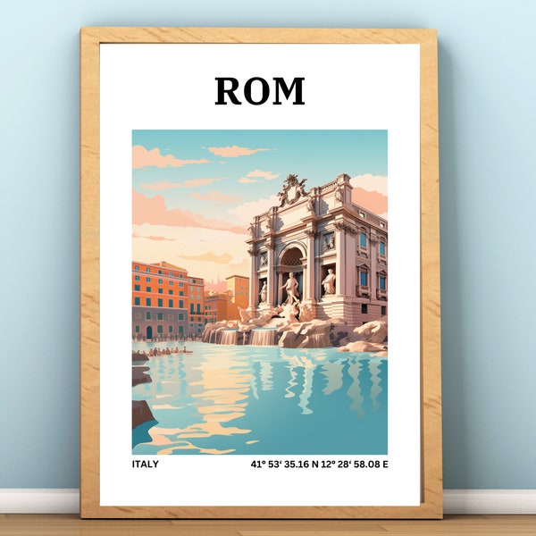 No. 18 - Poster "Rome", Trevi Fountain, Italy, travel, Europe, city, city trip, furnishings, collage, travel wall, picture, graphic, gift