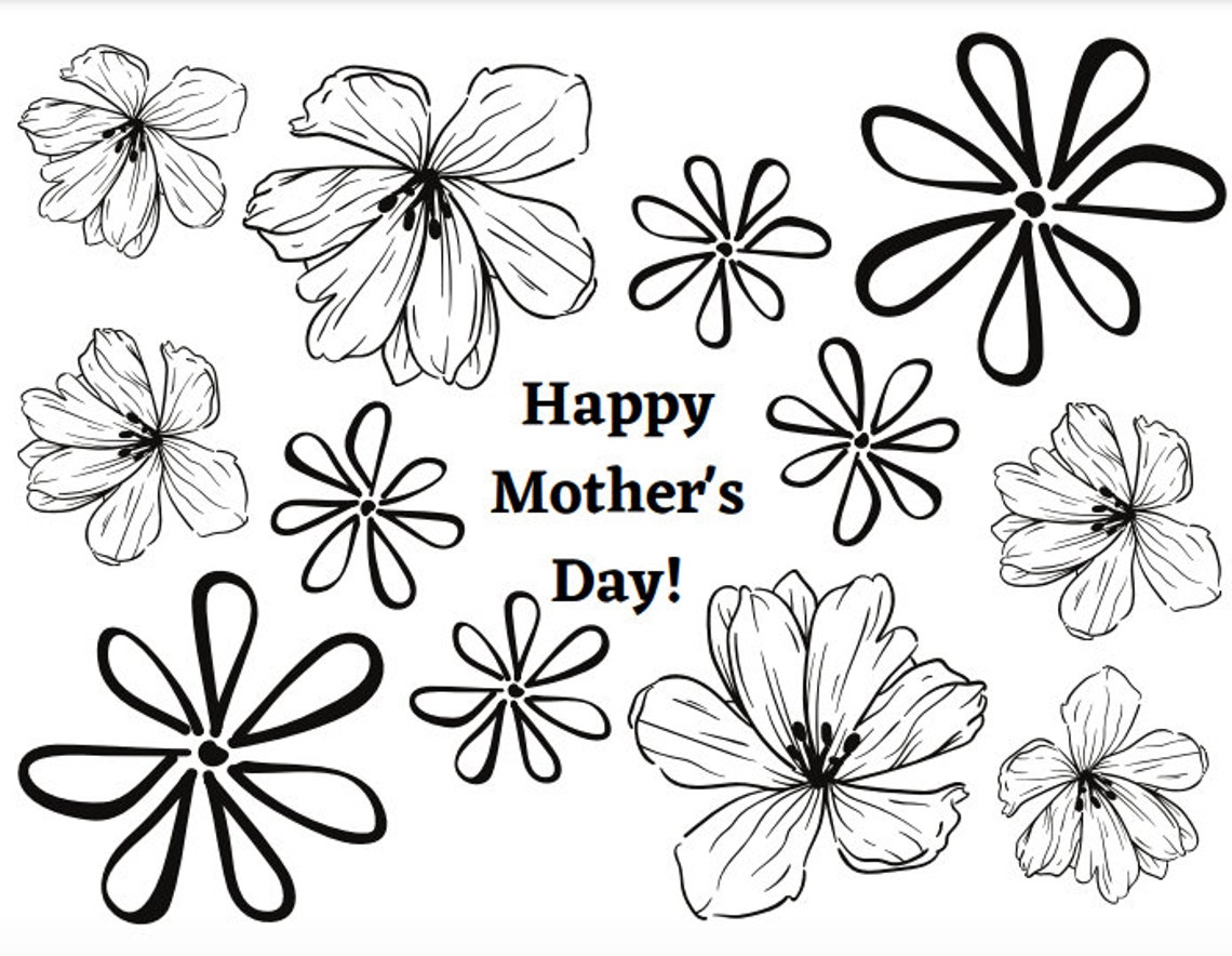 Printable Mother's Day Coloring Pages Instant Download Mother's Day