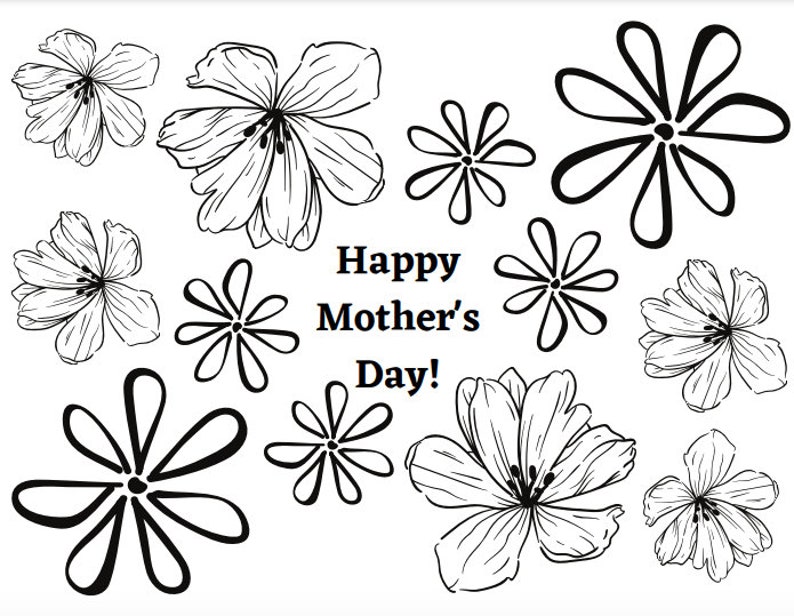 Printable Mother's Day Coloring Pages Instant Download Etsy