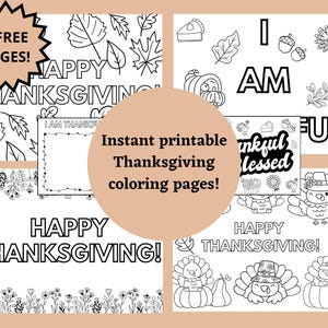 Printable Thanksgiving Coloring Pages - Instant Download Thanksgiving Activity - Thanksgiving Cards - School/Daycare Coloring Pages