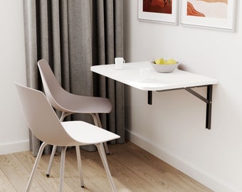 WEISS | Wandklapptisch mit abgerundeten Ecken Klapptisch Wandtisch Küchentisch Schreibtisch Kindertisch halbrunder Wandtisch