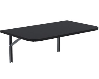 BLACK | Table pliante murale aux coins arrondis Table pliante Table murale table de cuisine Bureau Table pour enfants Table murale semi-circulaire