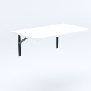 BLANC Table pliante murale aux coins arrondis Table pliante Table murale table de cuisine Bureau Table pour enfants Table murale semi-circulaire image 2