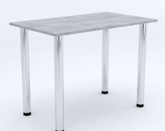 | béton Table à manger - Table à manger - Table à pied chromée - Table de cuisine - Table de bureau