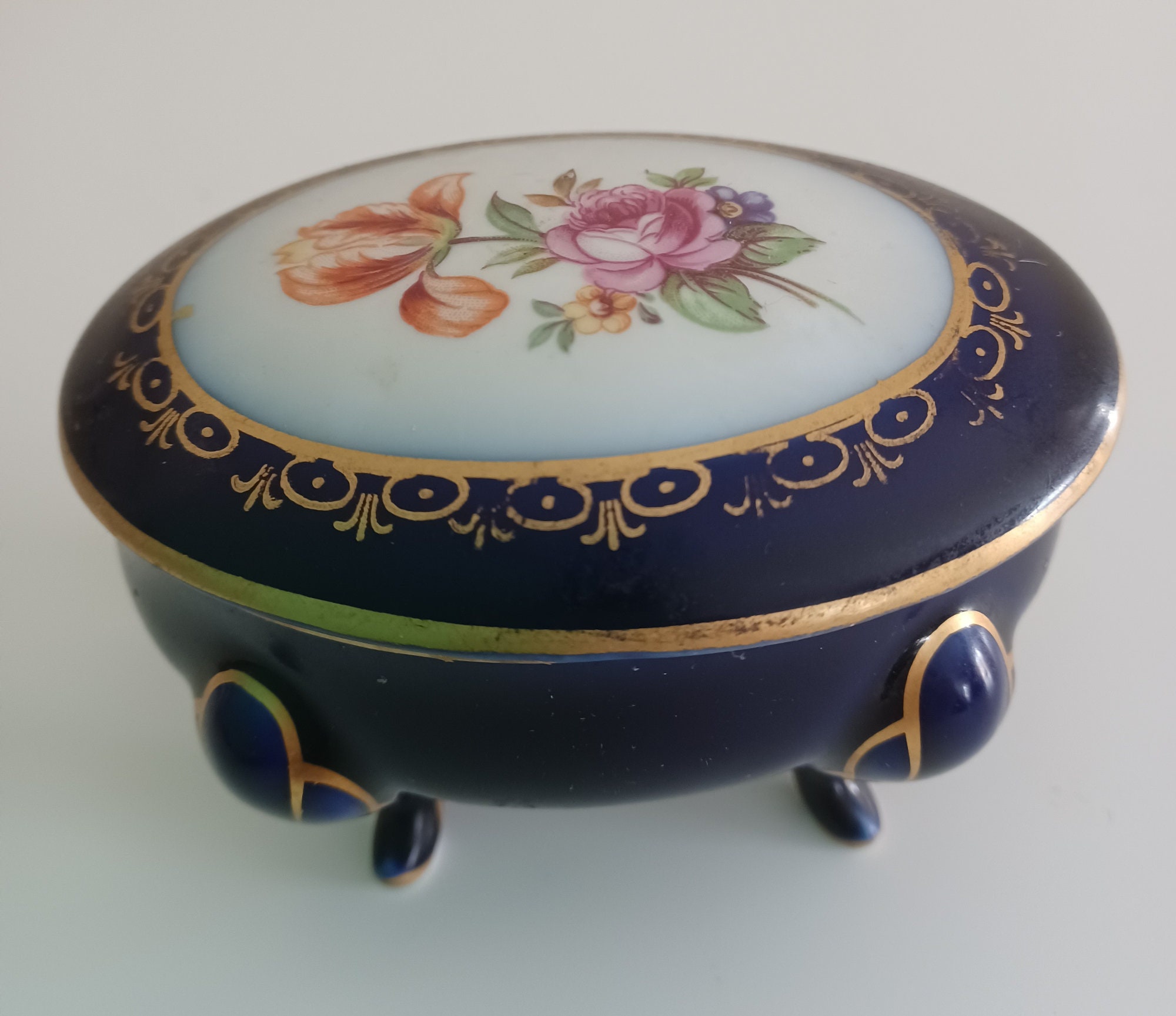 JLMenau Hand Painted Porcelain Vanity Box with Lid, East Germany agrohort.ipb.ac.id