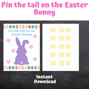 Pin the tail on the Easter Bunny, Easter Party, Printable Game, DIY Game, Egg Hunt, INSTANT DOWNLOAD - Print at home