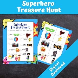 Chasse au trésor de super-héros, Jeux de fête d’anniversaire pour enfants, Chasse au trésor, Fête de super-héros, TÉLÉCHARGEMENT INSTANTANÉ
