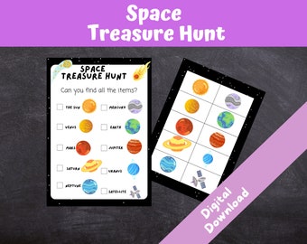 Space Treasure Hunt, Kids Birthday Party Games, Scavenger Hunt, Outer Space Party, INSTANT DOWNLOAD Print at Home