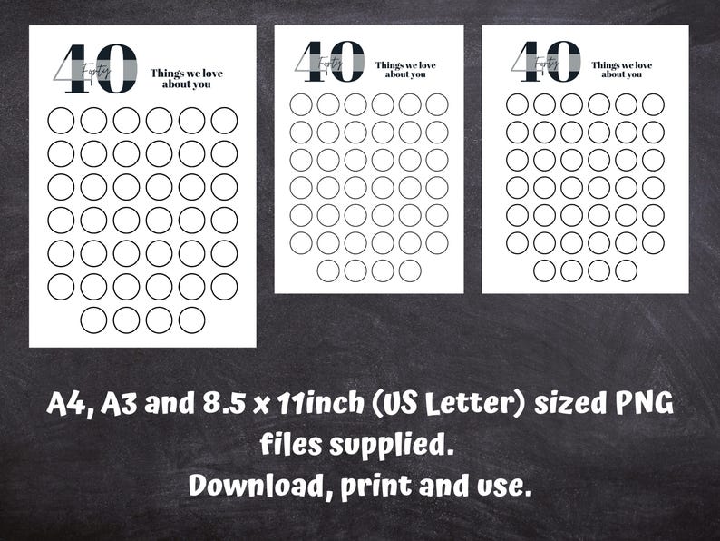40th Birthday Guestbook Printable: Forty Things We Love About You ...
