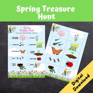 Spring Treasure Hunt, Kids Party Games, Scavenger Hunt, Signs of Spring Time, INSTANT DOWNLOAD