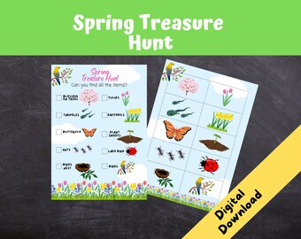 Spring Treasure Hunt, Kids Party Games, Scavenger Hunt, Signs of Spring Time, INSTANT DOWNLOAD