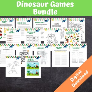 Dinosaur Party Games Bundle, Kids Party Games, Dinosaur Activity Pack, Dino Birthday Party, INSTANT DOWNLOAD