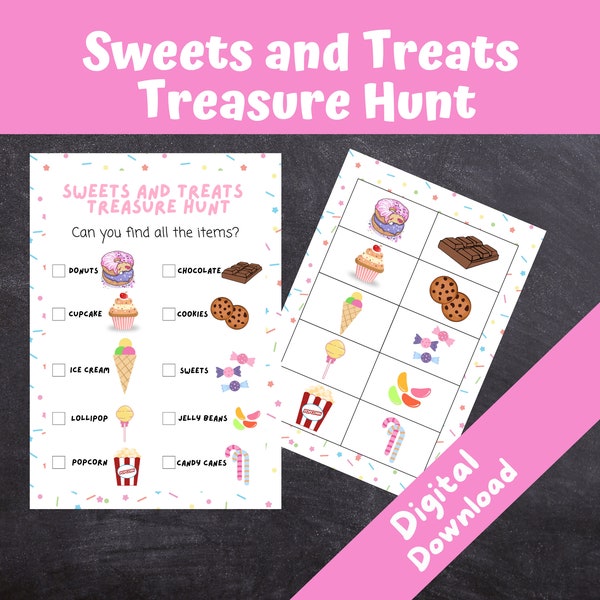 Sweets and Treats Themed Treasure Hunt | Kids Birthday Party Games | Candy Scavenger Hunt | INSTANT DOWNLOAD