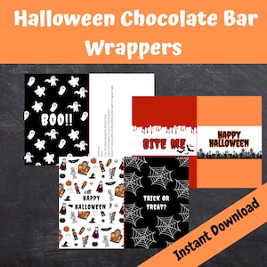 Halloween Chocolate Bar Wrappers, Galaxy Chocolate, Halloween Party, Trick or treat, INSTANT DOWNLOAD Print at Home