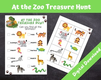 Skattjakt för djur i zoo: Barnens safari-födelsedagskalasspel (digital nedladdning)