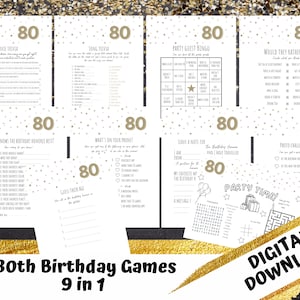80th Birthday Party Games, Born in 1943, Film and Music Trivia, Printable Games, Eightieth Birthday, Printable Digital Download