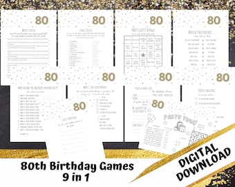 80th Birthday Party Games: Music & Movie Trivia (Digital Download)