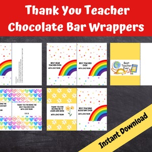 Thank You Teacher Chocolate Bar Wrapper, Galaxy Chocolate, Teacher Gift, End of School, Teaching Assistant, INSTANT DOWNLOAD Print at Home