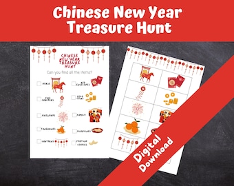 Chinese New Year Treasure Hunt, Kids Party Games, Scavenger Hunt, Year of the horse, 2026, INSTANT DOWNLOAD - Print at Home