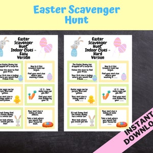 Easter Scavenger Hunt, Easter Treasure Hunt, Indoor and Outdoor Clues, Easter Games, Easter Bunny, INSTANT DOWNLOAD