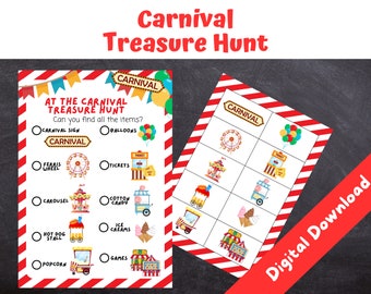 At the Carnival Treasure Hunt | Kids Birthday Party Games | Carnival Scavenger Hunt | INSTANT DOWNLOAD Print at Home