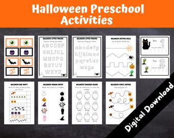 Halloween Preschool Activity Pack, Montessori Homeschool Printable (Digital Download)