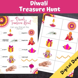 Diwali Treasure Hunt, Kids Diwali Game, Diwali Scavenger Hunt, Diwali Celebrations, Teaching Diwali, INSTANT DOWNLOAD