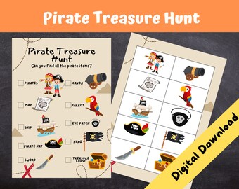 Pirate Treasure Hunt, Kids Birthday Party Games, Scavenger Hunt, Pirate Party, INSTANT DOWNLOAD Print at Home