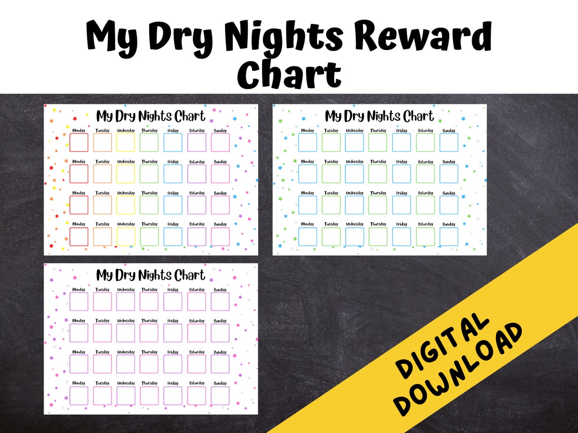 My Dry Nights Reward Chart Potty Training Bed Wetting Support Child ...