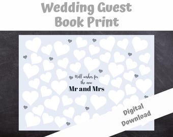 "Hochzeits-Gästebuch Schild: Mr and Mrs Herz Design (Digitaler Download)