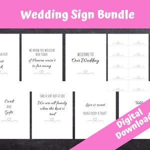 Printable Wedding Day Signs, Table Numbers, Place Cards, In loving memory, Modern Minimalistic Wedding Signs, INSTANT DOWNLOAD
