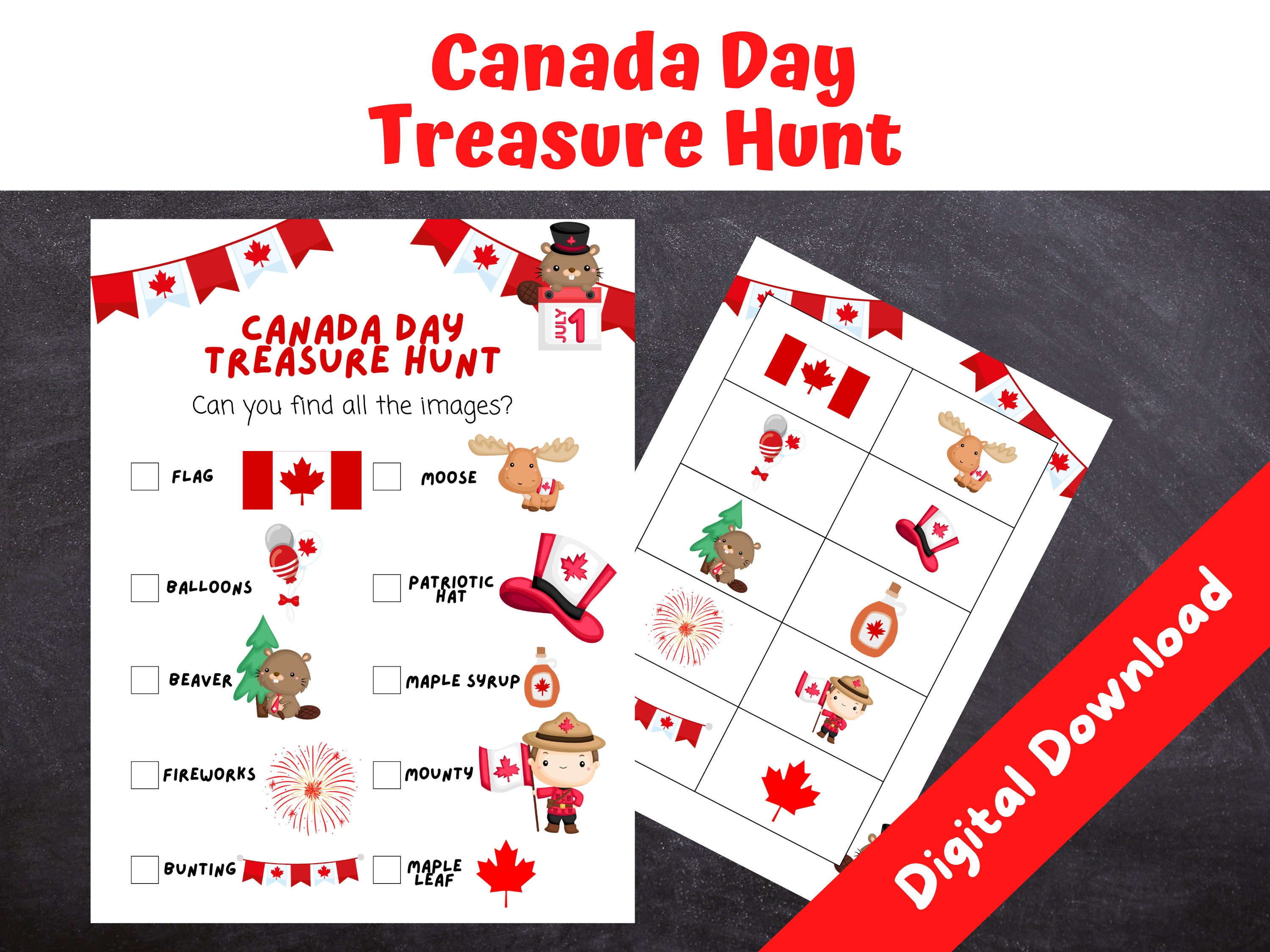 Canada Day Treasure Hunt, Scavenger Hunt, Canada Day Games, INSTANT