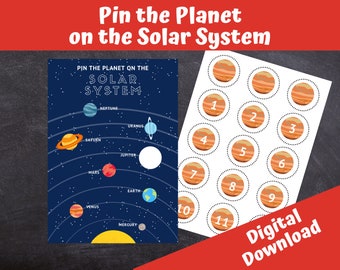 Pin the Planet on the Solar System, Space Party, DIY Party Game, Birthday Printable, Astronaut Party, DIGITAL DOWNLOAD Print at Home