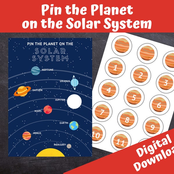 Pin the Planet on the Solar System, Space Party, DIY Party Game, Birthday Printable, Astronaut Party, DIGITAL DOWNLOAD Print at Home