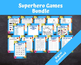 Superhero Party Games Bundle  | Child / Kids Birthday Games | Superhero Birthday Party | Puzzles | INSTANT DOWNLOAD