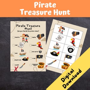 Pirate Treasure Hunt, Kids Birthday Party Games, Scavenger Hunt, Pirate Party, INSTANT DOWNLOAD Print at Home