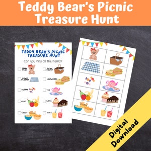 Teddy Bear’s Picnic Treasure Hunt , Kids Birthday Party Games, Scavenger Hunt, Picnic Games,  INSTANT DOWNLOAD - Print at home