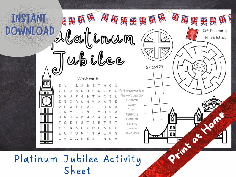 Platinum Jubilee Activity Sheet Street Party Activity Sheet Etsy UK