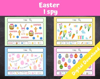 Easter I Spy Game for Kids, Kids Homeschool, Preschool Printable, Kindergarten Counting Activity Sheets DIGITAL DOWNLOAD Print at home