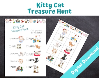 Cute Cats Treasure Hunt, Kids Birthday Party Game (Digital Download)