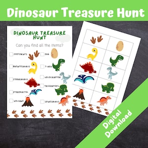 Dinosaur Treasure Hunt, Kids Birthday Party Games, Dinosaur Scavenger Hunt, Dino Party, INSTANT DOWNLOAD Print at Home