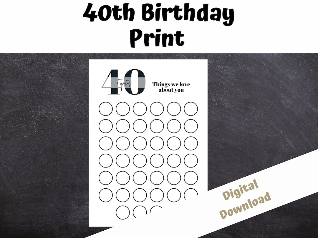 40th Birthday Guestbook Printable: Forty Things We Love About You ...