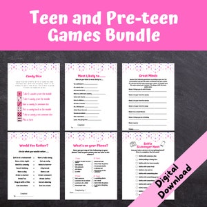 Printable Games Bundle, Tween Birthday Games, Girls Birthday Party ...