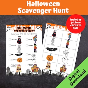 Halloween Scavenger Hunt, Kids Halloween Party Games, Treasure Hunt, Printable Activity, INSTANT DOWNLOAD Print at Home
