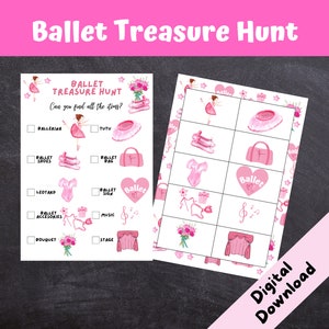 Ballet Themed Treasure Hunt, Child Kids Tweens Birthday Party Games, Ballet Scavenger Hunt, Girls Birthday Game, INSTANT DOWNLOAD